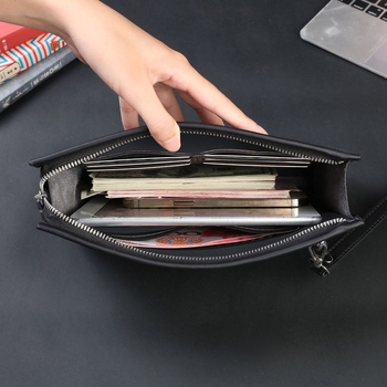 Muški clutch novčanik s tkanim uzorkom i stilom omotnice, materijal poliester-pamuk, podstava PU, velika kapaciteta