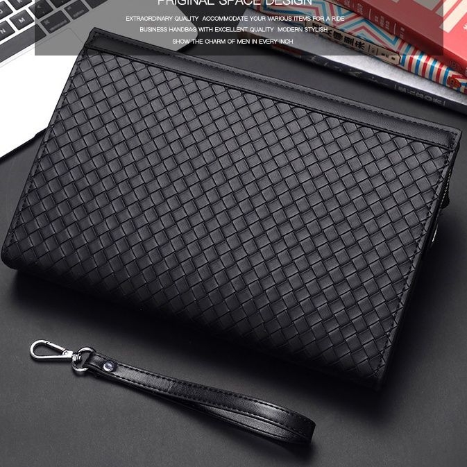 Muški clutch novčanik s tkanim uzorkom i stilom omotnice, materijal poliester-pamuk, podstava PU, velika kapaciteta