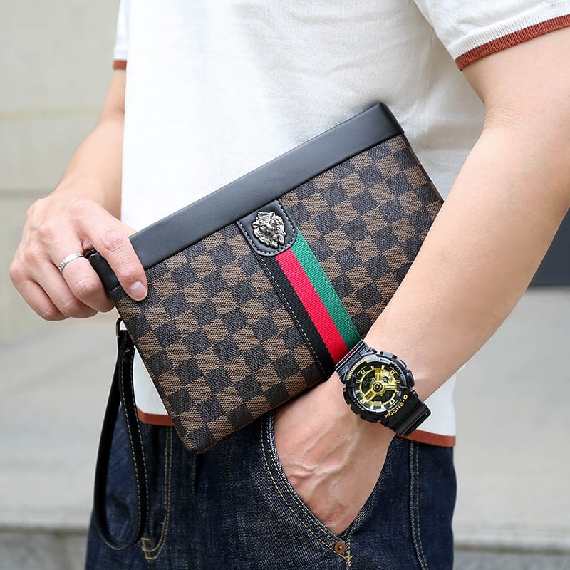 Férfi clutch táska üzleti utazáshoz — egyszínű modell, anyag: más, bélés poliészter, kopásálló, nyár 2024 (Stílus: üzleti utazás; Anyag: más; Bélés: poliészter; Kopásállóság; Szezon: Nyár 2024)