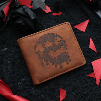 Ανδρικό συμπαγές πορτοφόλι PU με ανάγλυφο κρανίο, γεωμετρικό μοτίβο, επένδυση συνθετικό δέρμα, αδιάβροχο