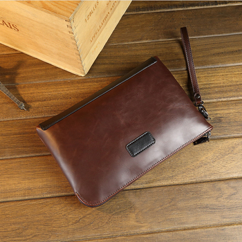 Férfi clutch táska, PU bőr, városi egyszerű stílus, egyszínű minta, bélés poliészter-pamut