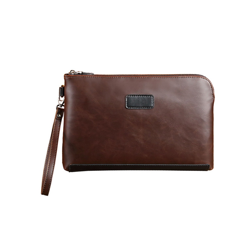 Férfi clutch táska, PU bőr, városi egyszerű stílus, egyszínű minta, bélés poliészter-pamut