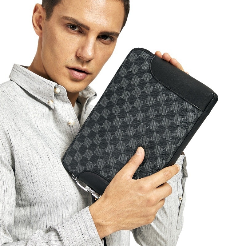 Muška clutch torba od PVC-a, geometrijski uzorak, otporna na habanje, model 2003, podstava od poliester