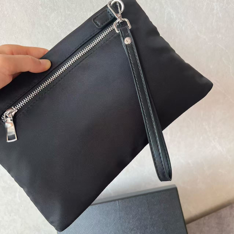 Ανδρική τσάντα clutch από νάιλον, οριζόντιου τετράγωνου σχήματος, με φερμουάρ, θήκη για κινητό και θήκη για ταυτότητα, για καθημερινή χρήση