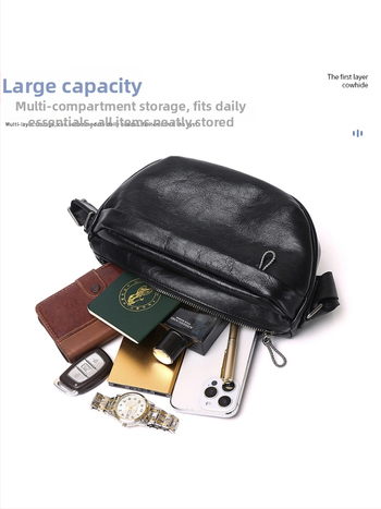 Geantă crossbody bărbați Cafen Kelvri din piele naturală, stil casual, căptușeală poliester