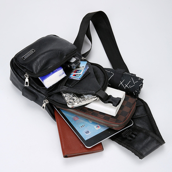 Férfi PU crossbody táska USB-interfésszel, kopásálló, kompatibilis 8 hüvelykes laptophoz, szabadidős utazásokhoz
