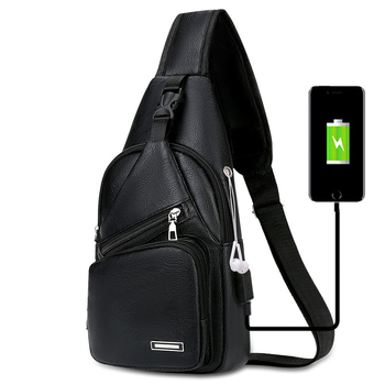 Férfi PU crossbody táska USB-interfésszel, kopásálló, kompatibilis 8 hüvelykes laptophoz, szabadidős utazásokhoz