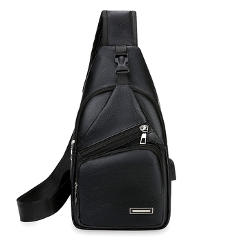 Férfi PU crossbody táska USB-interfésszel, kopásálló, kompatibilis 8 hüvelykes laptophoz, szabadidős utazásokhoz