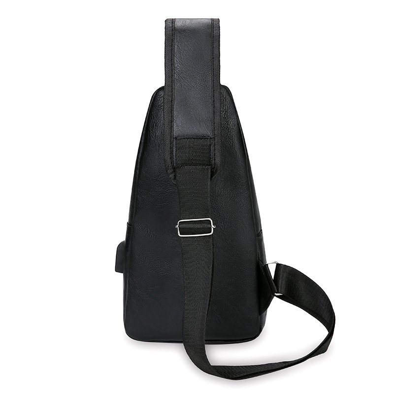 Férfi PU crossbody táska USB-interfésszel, kopásálló, kompatibilis 8 hüvelykes laptophoz, szabadidős utazásokhoz