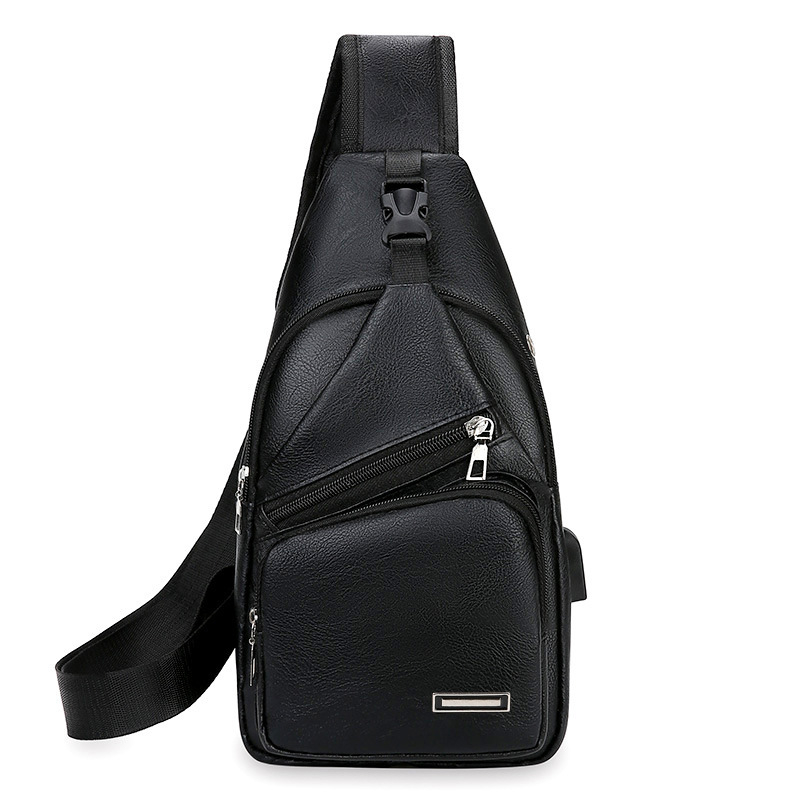 Férfi PU crossbody táska USB-interfésszel, kopásálló, kompatibilis 8 hüvelykes laptophoz, szabadidős utazásokhoz
