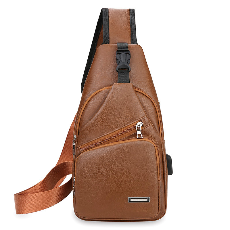 Férfi PU crossbody táska USB-interfésszel, kopásálló, kompatibilis 8 hüvelykes laptophoz, szabadidős utazásokhoz