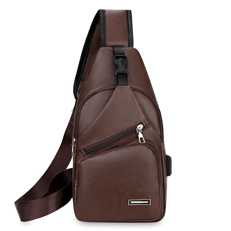 Férfi PU crossbody táska USB-interfésszel, kopásálló, kompatibilis 8 hüvelykes laptophoz, szabadidős utazásokhoz