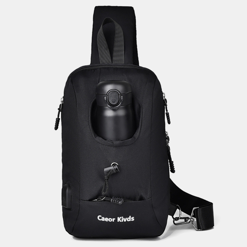 Locoer Geantă de Piept pentru Bărbați, cu Suport pentru Sticlă de Apă, Impermeabilă, Corduroy, Căptușeală Oxford, pentru Călătorii de Afaceri