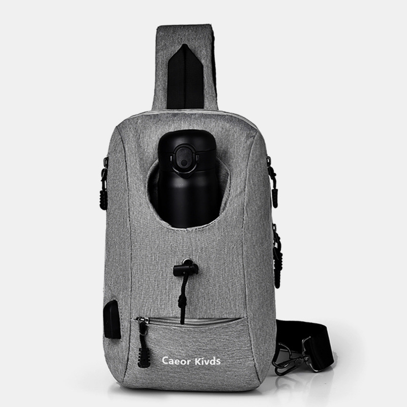 Locoer Geantă de Piept pentru Bărbați, cu Suport pentru Sticlă de Apă, Impermeabilă, Corduroy, Căptușeală Oxford, pentru Călătorii de Afaceri