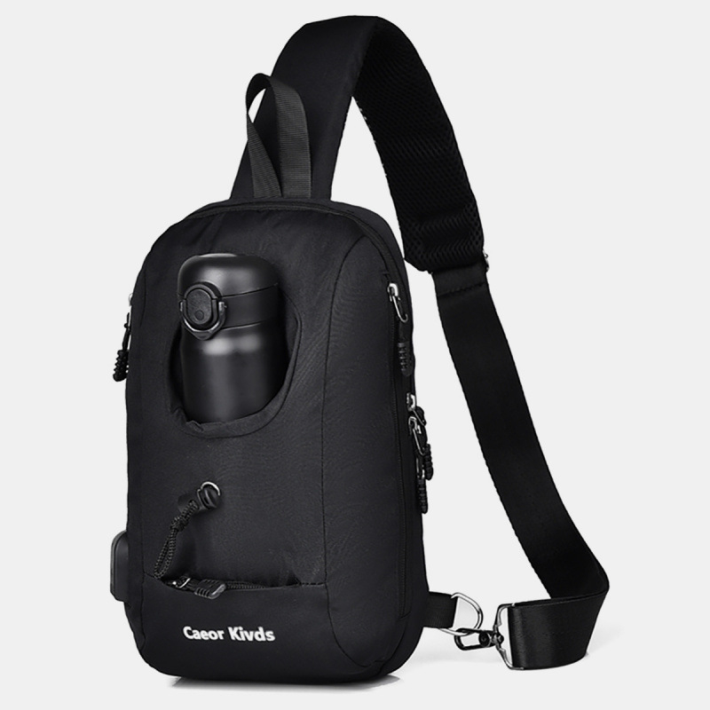 Locoer Geantă de Piept pentru Bărbați, cu Suport pentru Sticlă de Apă, Impermeabilă, Corduroy, Căptușeală Oxford, pentru Călătorii de Afaceri