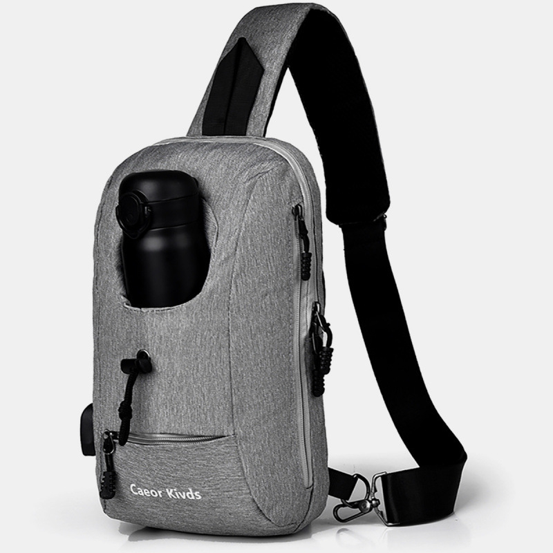 Locoer Geantă de Piept pentru Bărbați, cu Suport pentru Sticlă de Apă, Impermeabilă, Corduroy, Căptușeală Oxford, pentru Călătorii de Afaceri