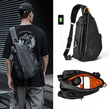 Férfi crossbody táska, utcai stílus, Oxford anyag, légáteresztő, vízálló, lopás elleni védelem, kopásálló (Anyag: Oxford anyag; Funkciók: légáteresztő, vízálló, lopás elleni védelem, kopásálló; Márka: The north moon)