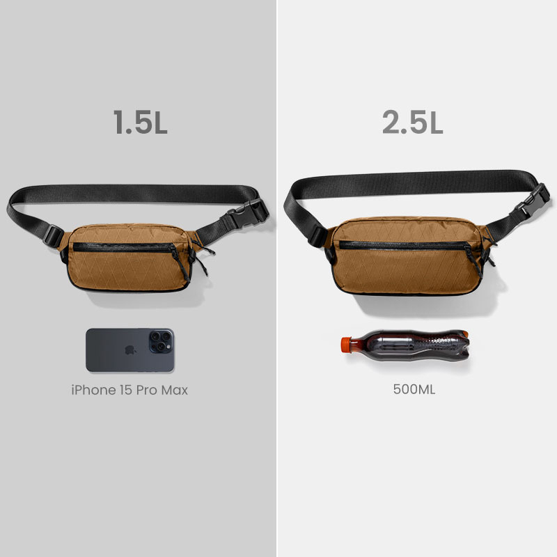 Muška crossbody torba od najlona, vodootporna, prozračna, ultralagana, prugast uzorak, proljeće 2025