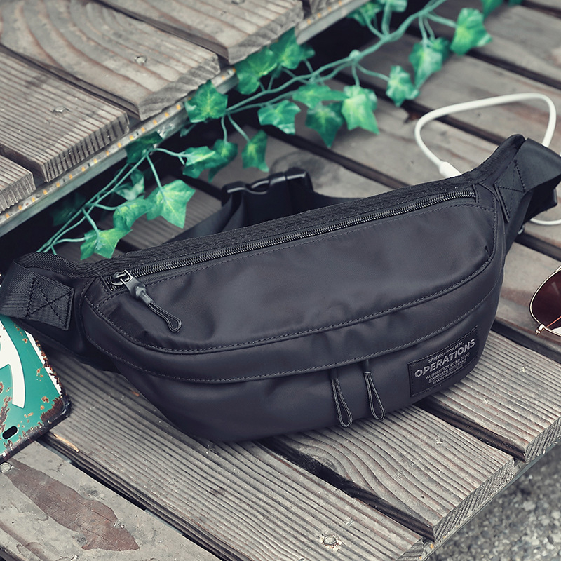 Férfi deréktáska utcai stílusban, Oxford anyag, dumpling alakú, cipzáras nyitás, vízálló