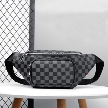 Ανδρική ζώνη-τσάντα Xm4033 – street trend στυλ, PVC υλικό, καρό μοτίβο, επένδυση πολυεστέρα, ανθεκτική στη φθορά