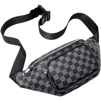 Ανδρική ζώνη-τσάντα Xm4033 – street trend στυλ, PVC υλικό, καρό μοτίβο, επένδυση πολυεστέρα, ανθεκτική στη φθορά