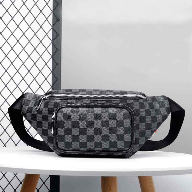 Ανδρική ζώνη-τσάντα Xm4033 – street trend στυλ, PVC υλικό, καρό μοτίβο, επένδυση πολυεστέρα, ανθεκτική στη φθορά