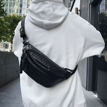Muška crossbody torba za pojas, PU materijal, prozračna, vodootporna, otporna na habanje, podstava od poliestera, proljeće 2025