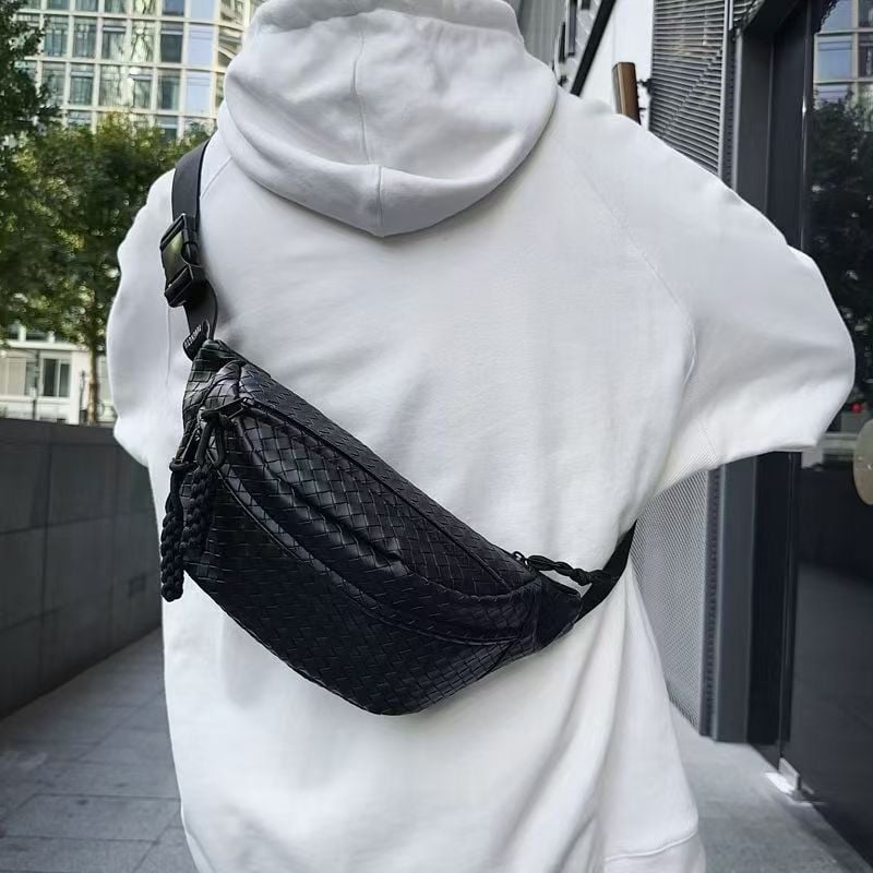 Muška crossbody torba za pojas, PU materijal, prozračna, vodootporna, otporna na habanje, podstava od poliestera, proljeće 2025