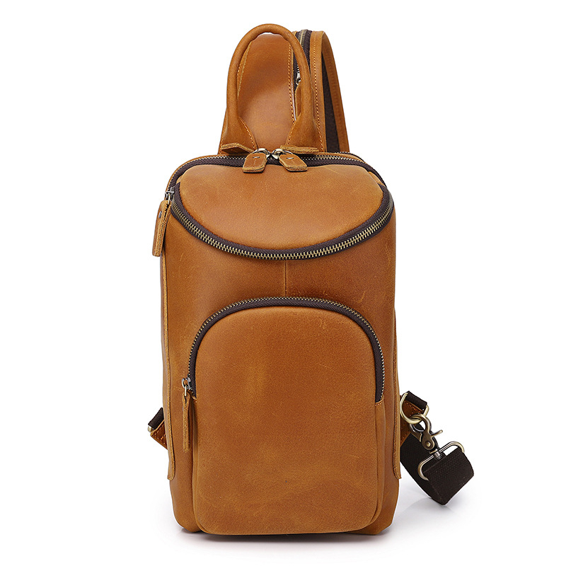 Muška cilindrična crossbody torba od prave kože Crazy Horse, velika kapaciteta, poliester podstava, Rolliston
