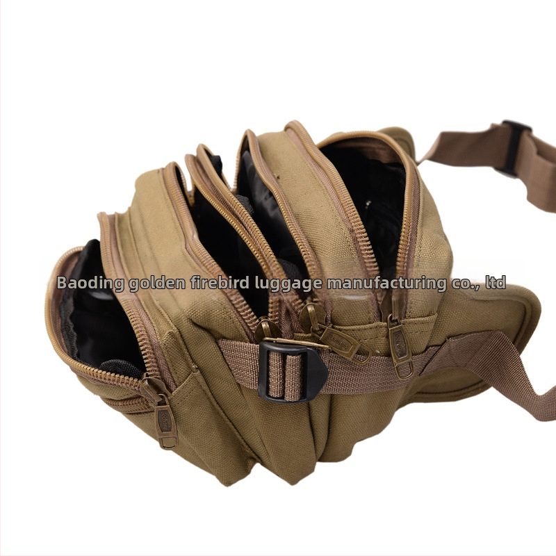 Geantă pentru talie din pânză pentru bărbați — rezistență la uzură, bretele din bandă textilă, căptușeală poliester, Golden Firebird, model 1055