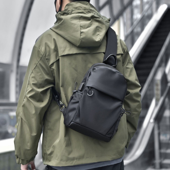 Muška crossbody torba, urbani minimalistički stil, Oxford platno, vodootporna, prozračna, poliester podstava, jednobojna, pogodna za poslovna putovanja