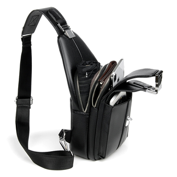 Férfi mellkas táska természetes bőrből, városi minimalizmus, kétszintű marhabőr, mindennapi használatra