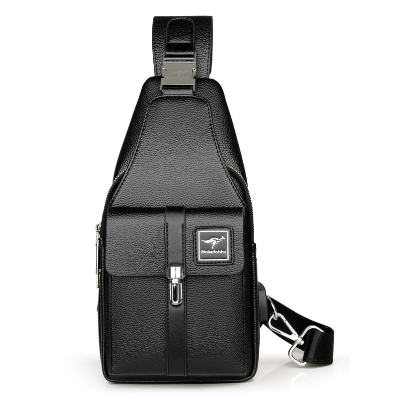 Férfi mellkas táska természetes bőrből, városi minimalizmus, kétszintű marhabőr, mindennapi használatra