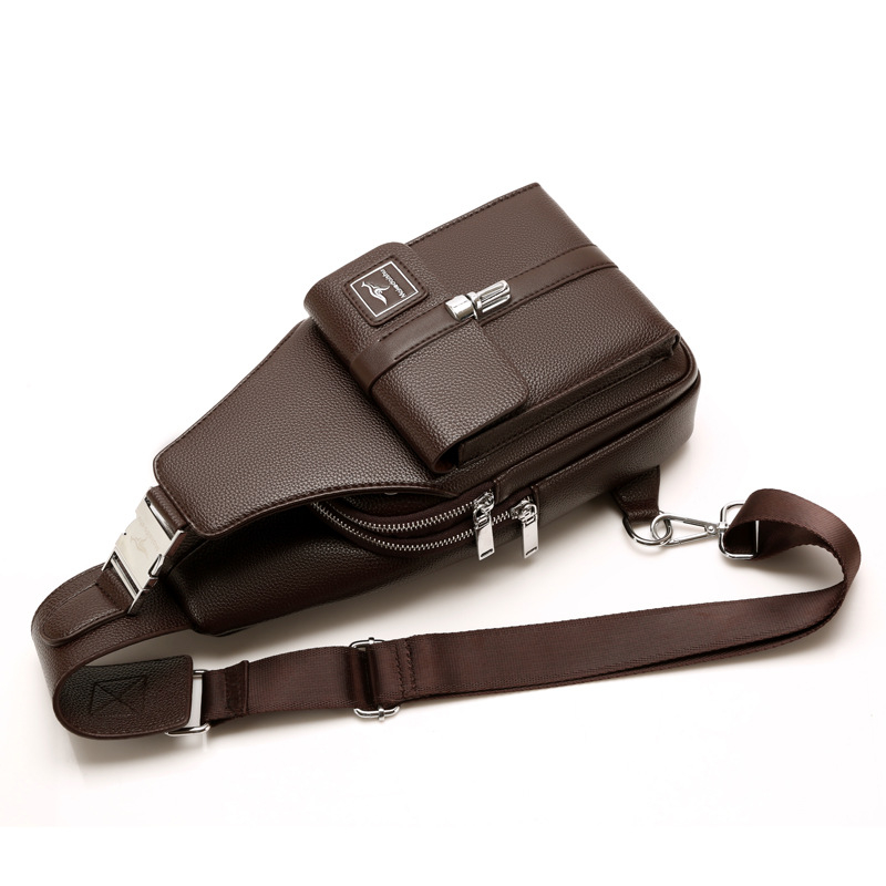 Férfi mellkas táska természetes bőrből, városi minimalizmus, kétszintű marhabőr, mindennapi használatra