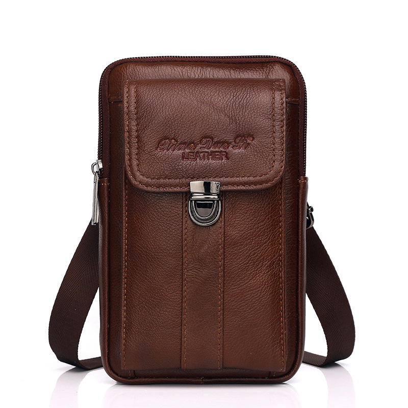 Muška kožna crossbody torba, multifunkcionalna, model 9428, zatvarač, džep za telefon i ID, dimenzije 21x13x6 cm