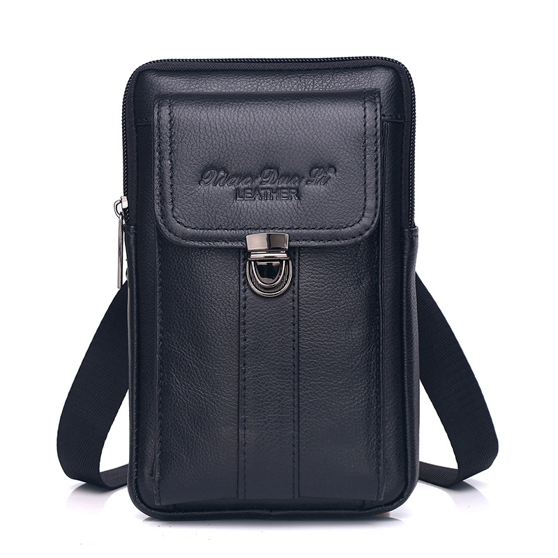 Muška kožna crossbody torba, multifunkcionalna, model 9428, zatvarač, džep za telefon i ID, dimenzije 21x13x6 cm