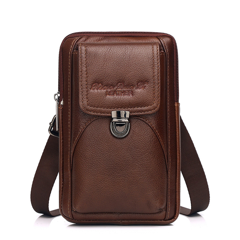 Muška kožna crossbody torba, multifunkcionalna, model 9428, zatvarač, džep za telefon i ID, dimenzije 21x13x6 cm