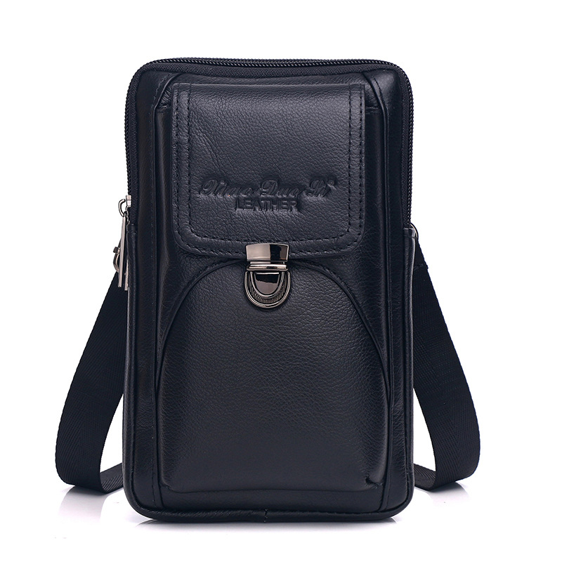 Muška kožna crossbody torba, multifunkcionalna, model 9428, zatvarač, džep za telefon i ID, dimenzije 21x13x6 cm