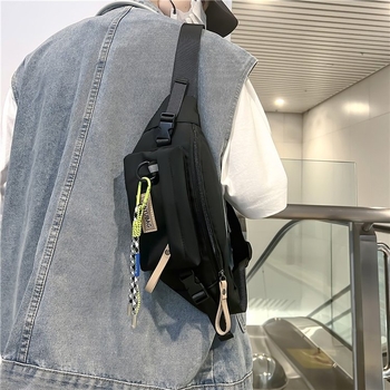 Najlon crossbody torba preko tijela sa zatvaračem, džep za telefon, podstava od poliestera, gradski stil