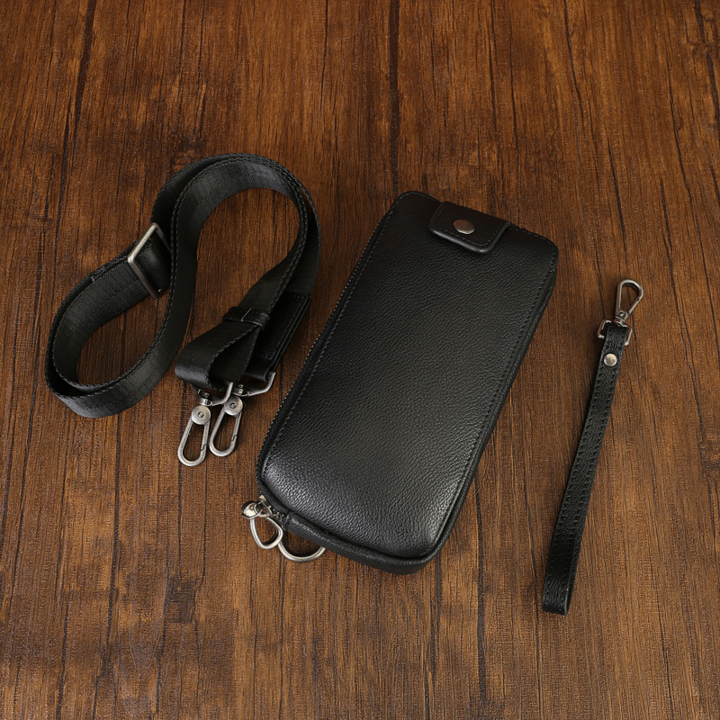 Geantă crossbody din piele naturală pentru bărbați, strat superior de piele de vițel, fermoar, buzunar interior, stil urban