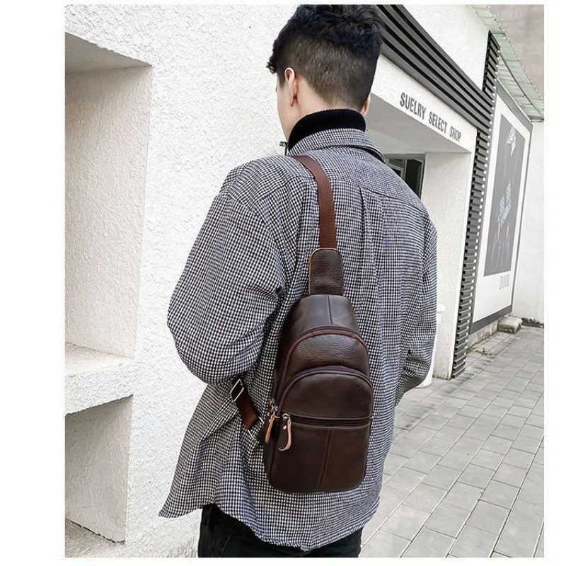 Muška crossbody torba od poliestera, kožna podstava, proljeće 2025, za rekreacijska putovanja