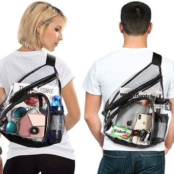Muška crossbody torba - gradski stil, PVC, prozirna, vodootporna, trokutasti oblik