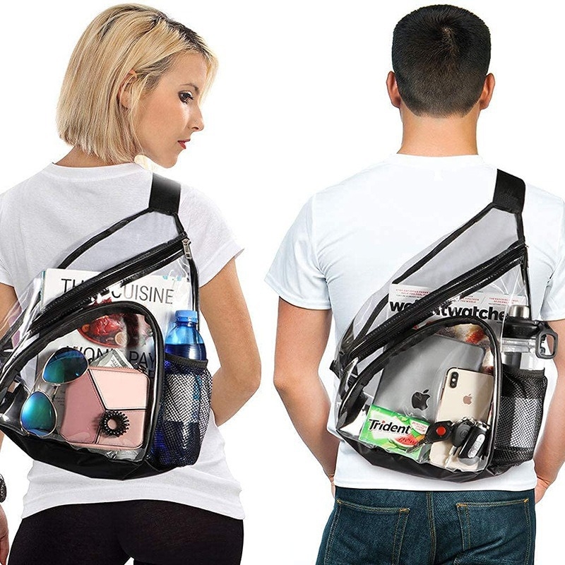 Muška crossbody torba - gradski stil, PVC, prozirna, vodootporna, trokutasti oblik