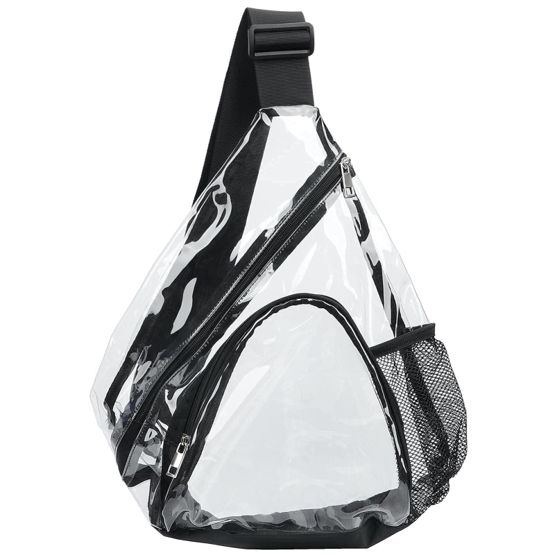Muška crossbody torba - gradski stil, PVC, prozirna, vodootporna, trokutasti oblik
