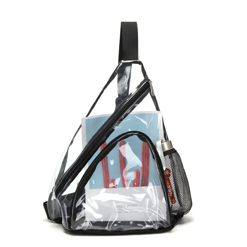 Muška crossbody torba - gradski stil, PVC, prozirna, vodootporna, trokutasti oblik