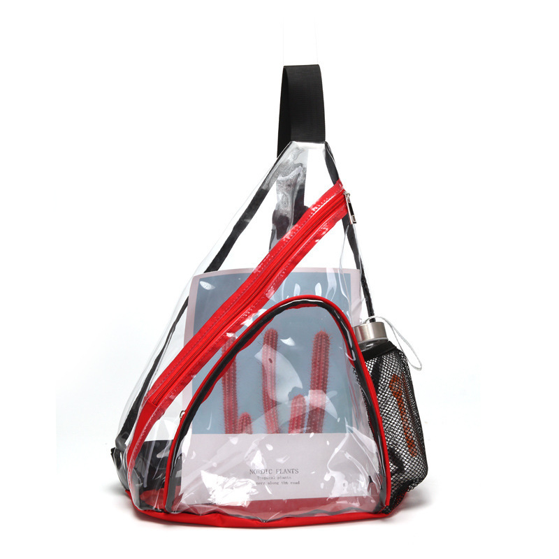 Muška crossbody torba - gradski stil, PVC, prozirna, vodootporna, trokutasti oblik