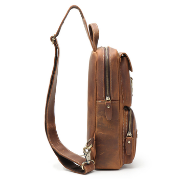 Muška kožna torbica za prsa, retro stil, zatvaranje na zip, zaštita od krađe, model 0083