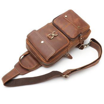 Muška kožna torbica za prsa, retro stil, zatvaranje na zip, zaštita od krađe, model 0083