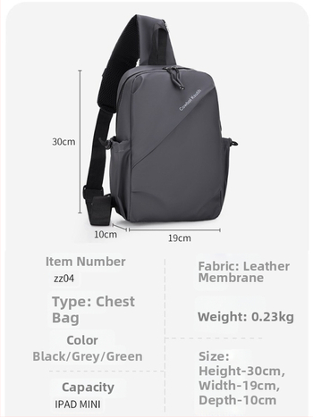 Muška crossbody torba preko ramena – gradski stil, vodootporan materijal, ultra lagana, velika zapremina, poliester podstava, pogodna za slobodno vrijeme i putovanja