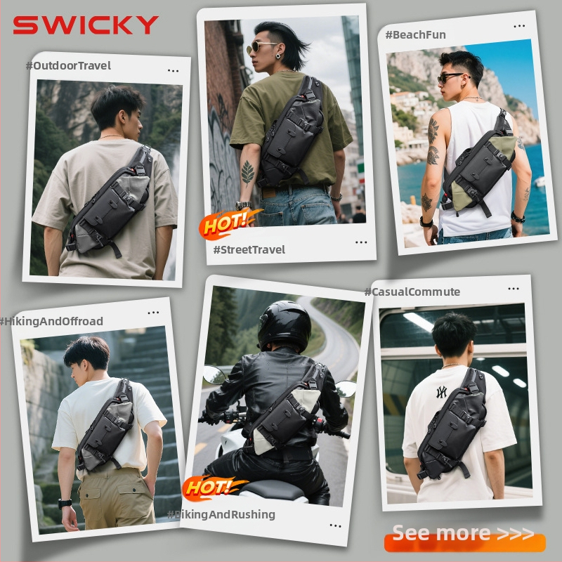 Swicky pánska hrudná taška — ulicný štýl, vodotesný polyester, model 33015 (Jar 2025)